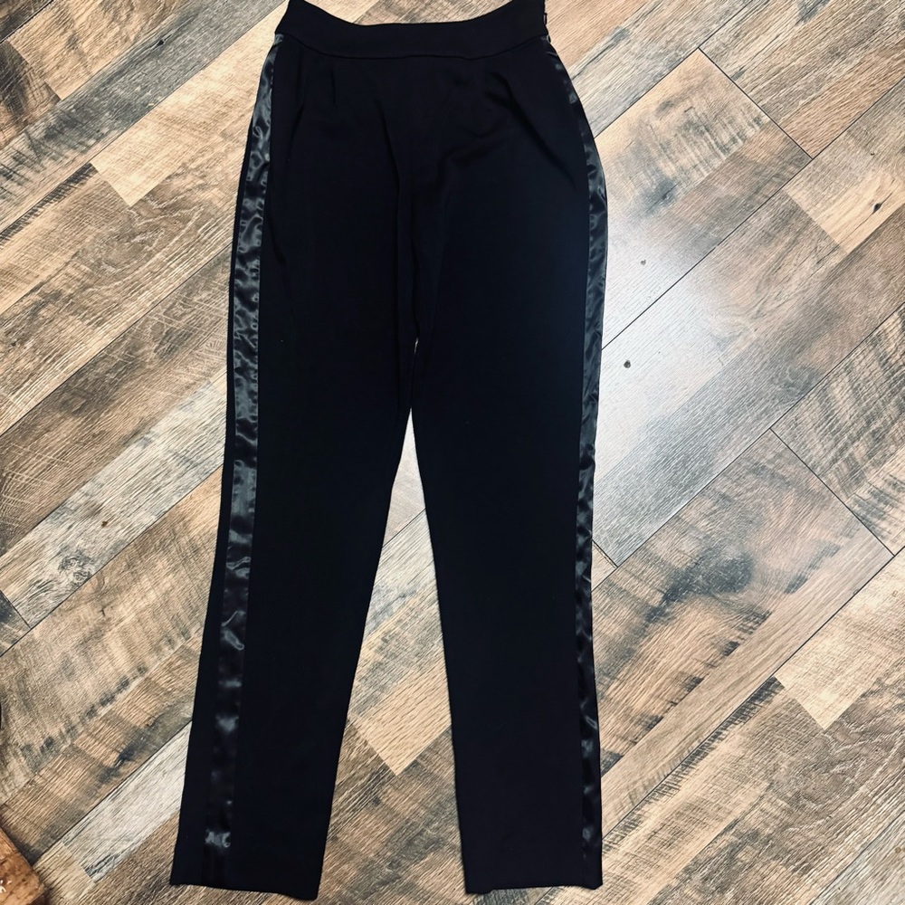 Carbon38 Black Satin-Accented Pants